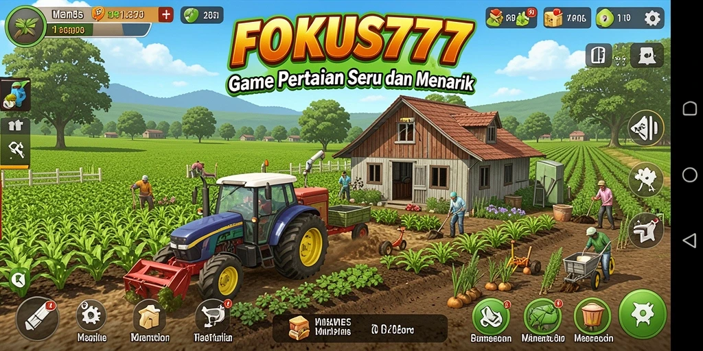 Tampilan gameplay menarik dalam FOKUS777 yang menggambarkan aktivitas pertanian.