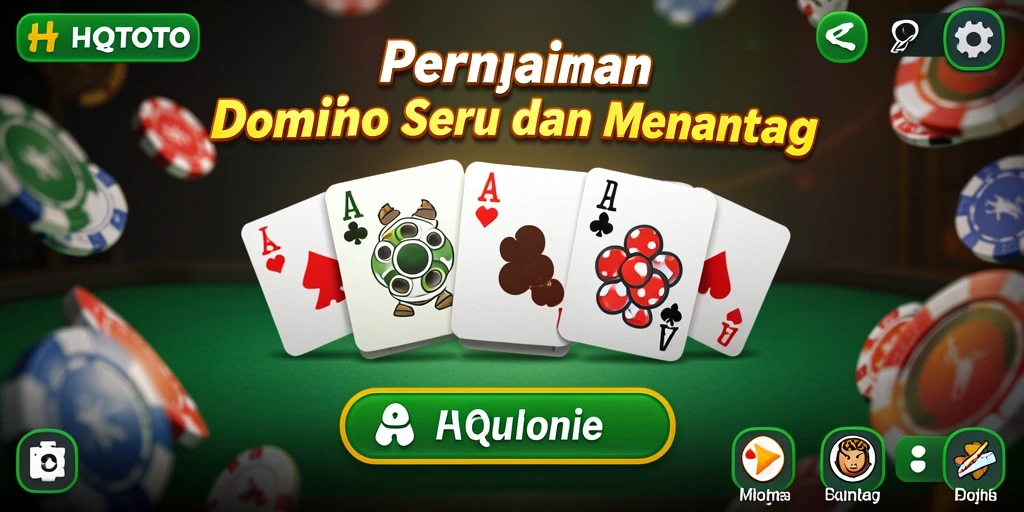 Screenshot gameplay HQTOTO menampilkan aksi seru permainan Domino.