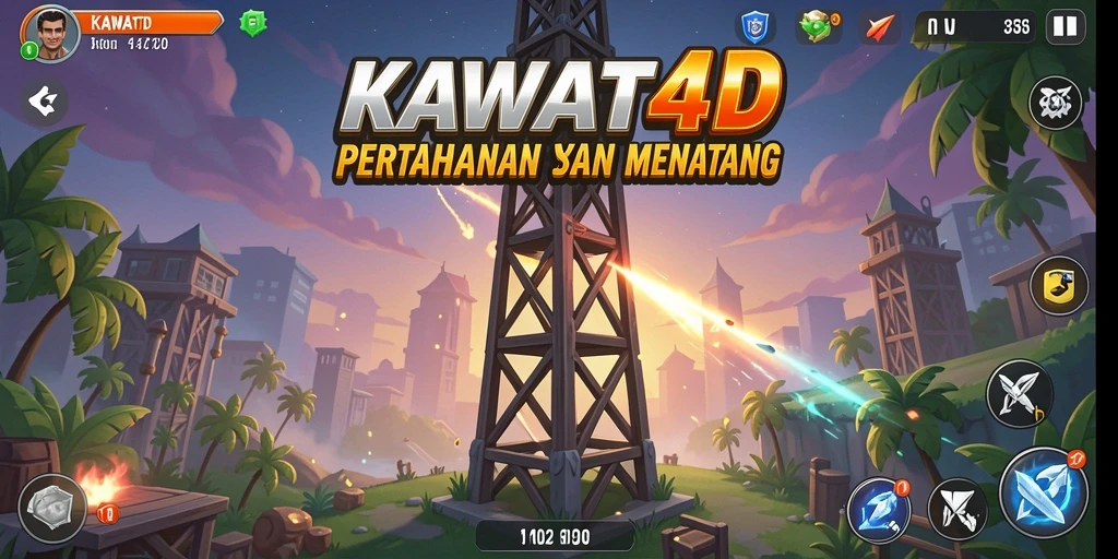 Tampilan gameplay KAWAT4D yang mendebarkan dalam Tower Defense.
