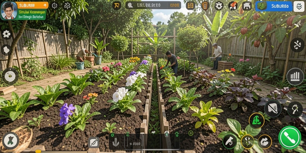 Tampilan gameplay SUBUR88 yang menampilkan proses berkebun yang menarik.