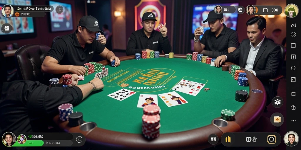 Tampilan menarik dari gameplay Poker V98 yang seru.