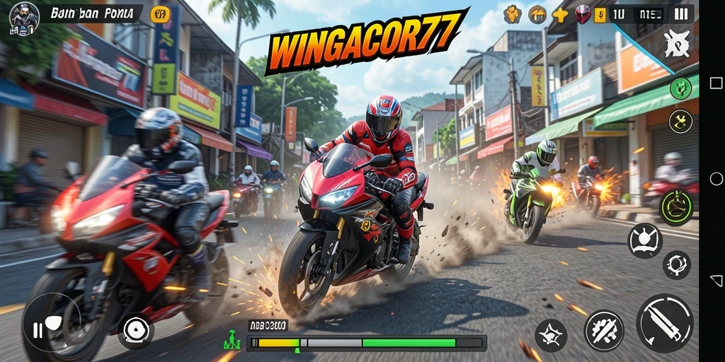 Gameplay penuh aksi dari balapan motor yang seru.